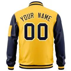 Gold Navy-White Raglan Sleeves Letterman Bomber Jacket 4