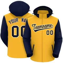 Gold Navy-White Raglan Sleeves Waterproof Jacket