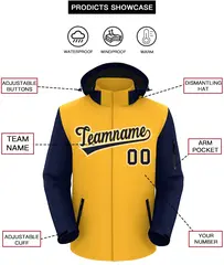 Gold Navy-White Raglan Sleeves Waterproof Jacket 2