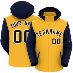 Gold Navy-White Raglan Sleeves Waterproof Jacket