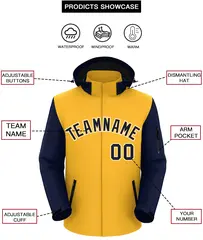 Gold Navy-White Raglan Sleeves Waterproof Jacket 2