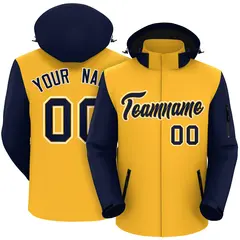 Gold Navy-White Raglan Sleeves Waterproof Jacket