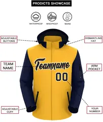 Gold Navy-White Raglan Sleeves Waterproof Jacket 2