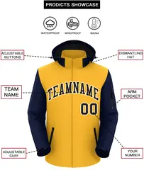 Gold Navy-White Raglan Sleeves Waterproof Jacket 2