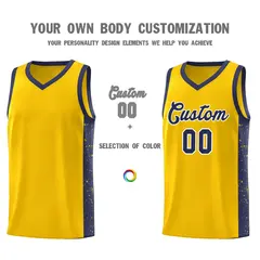 Gold Navy White Side Splash Basketball Jersey 3