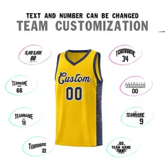 Gold Navy White Side Splash Basketball Jersey 4
