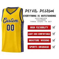 Gold Navy White Side Splash Basketball Jersey 5