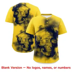 Gold Navy White Skeleton Graffiti Baseball Jersey 8