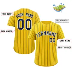 Gold Navy-White Stripe Authentic Fashion Baseball Jersey 2