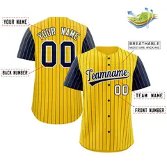 Gold Navy-White Stripe Raglan Sleeves Baseball Jersey 2