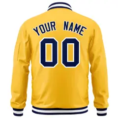 Gold Navy-White Varsity Full-Zip Letterman Bomber Jacket 4