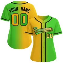 Gold Neon Green-Black Gradient Baseball Jersey