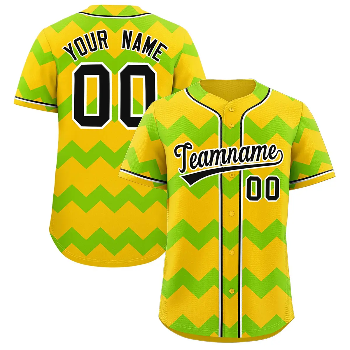 Gold Neon Green Black Ripple Authentic Baseball Jersey