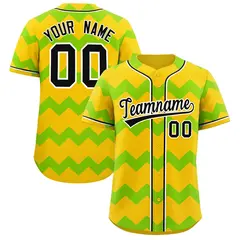 Gold Neon Green Black Ripple Authentic Baseball Jersey 1