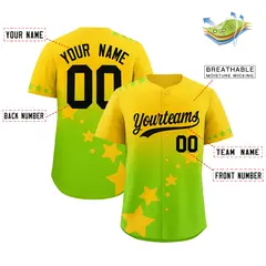 Gold Neon Green Black Rising Stars Gradient Baseball Jersey 2