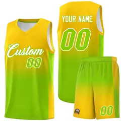 Gold Neon Green Gradient Basketball Jersey Sports Uniform 1
