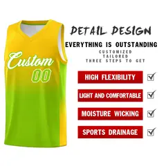 Gold Neon Green Gradient Basketball Jersey Sports Uniform 2