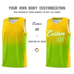 Gold Neon Green Gradient Basketball Jersey Sports Uniform 3