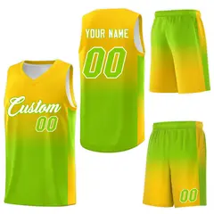 Gold Neon Green Gradient Basketball Jersey Sports Uniform 7