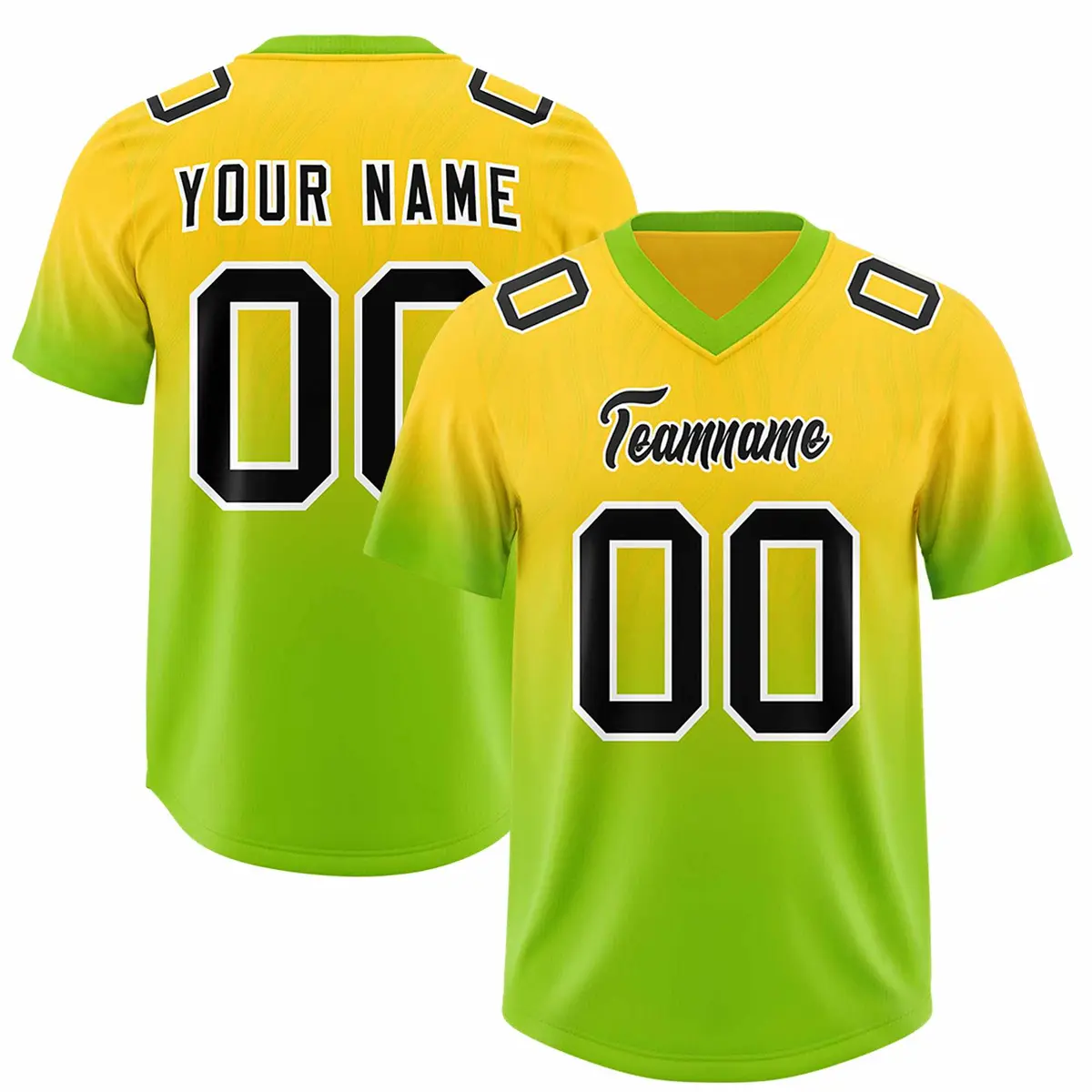 Gold Neon Green Gradient Outdoor Authentic Football Jersey