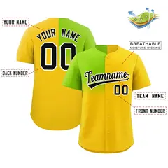 Gold Neon Green Half Gradient Authentic Baseball Jersey 2