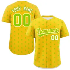 Gold Neon Green Polka Dot Graffiti Authentic Baseball Jersey 1