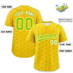 Gold Neon Green Polka Dot Graffiti Authentic Baseball Jersey 2