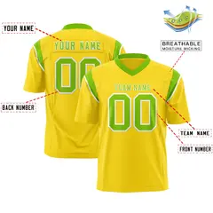 Gold Neon Green Shoulder Cut Two-Tone Flag Football Jersey 2