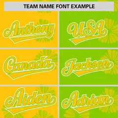 Gold Neon Green Split Flower Graffiti Baseball Jersey 3