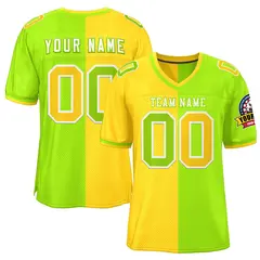 Gold Neon Green Split Two Tone Authentic Football Jersey 1
