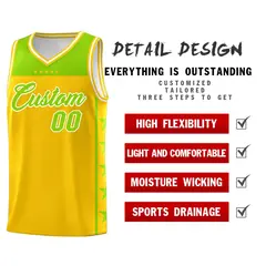 Gold Neon Green Star Pattern Basketball Jersey 2