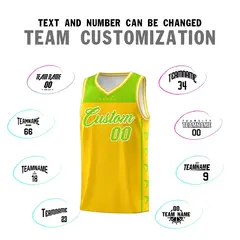 Gold Neon Green Star Pattern Basketball Jersey 4