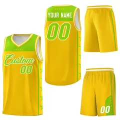 Gold Neon Green Star Pattern Basketball Jersey 6