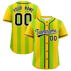 Gold Neon Green Thick Stripe Authentic Baseball Jersey