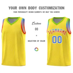 Gold Neon Green Wave Pattern Basketball Jersey 3