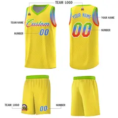 Gold Neon Green Wave Pattern Basketball Jersey 5
