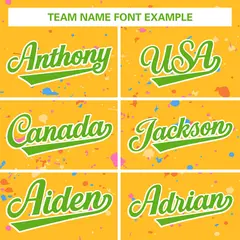 Gold Neon Green White Splash Graffiti Striped Baseball Jersey 3