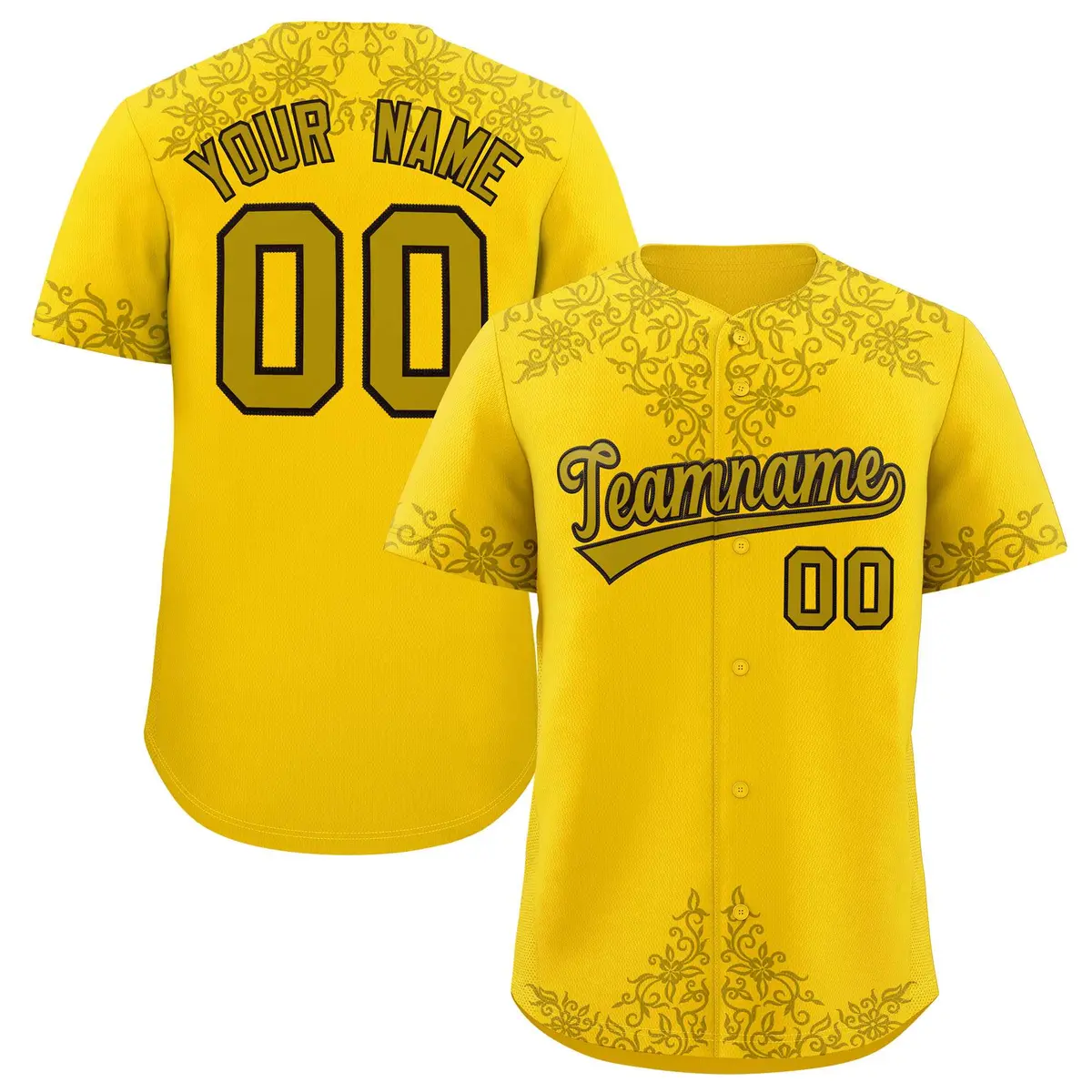 Gold Old Gold Baroque Style Baseball Jersey