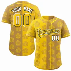 Gold Old Gold Split Flower Graffiti Baseball Jersey 1