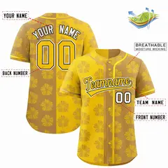 Gold Old Gold Split Flower Graffiti Baseball Jersey 2