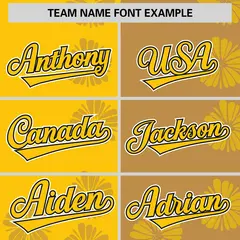 Gold Old Gold Split Flower Graffiti Baseball Jersey 3