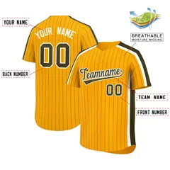 Gold Olive Pinstripe Two-tone Side Authentic Baseball Jersey 2