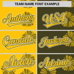 Gold Olive Split Flower Graffiti Authentic Baseball Jersey 3