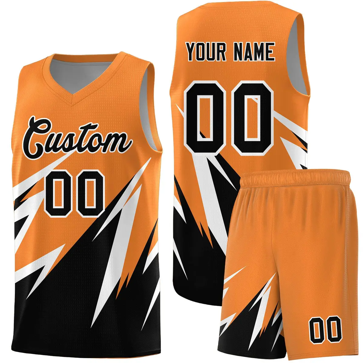 Gold Orange Abstract Mountain Pattern Basketball Jersey