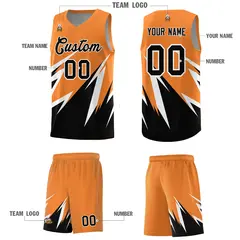 Gold Orange Abstract Mountain Pattern Basketball Jersey 4