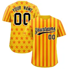 Gold Orange American Flag Graffiti Baseball Jersey 1