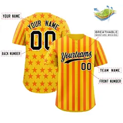 Gold Orange American Flag Graffiti Baseball Jersey 2
