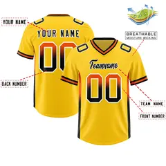 Gold Orange and Black Sides Gradient Fashion Football Jersey 2