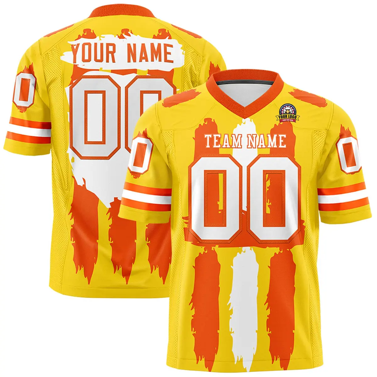 Gold Orange and White Graffiti Flag Football Jersey