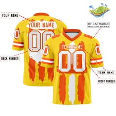 Gold Orange and White Graffiti Flag Football Jersey 2